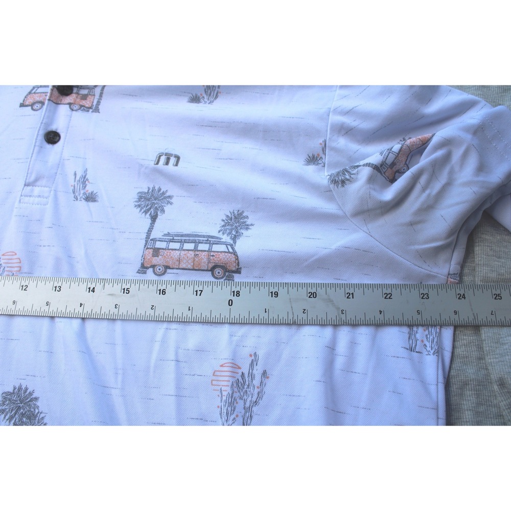 TravisMathew Volkswagen VW Bus Polo Shirt Mens XXL White Pima Cotton Blend Golf - Picture 6 of 7